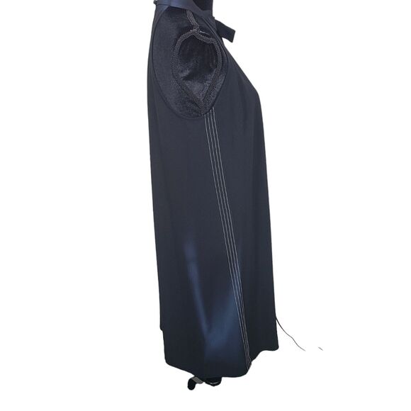 Ann Taylor Dress 8 Black White Stitch Bow Tie Neck A-Line Clueless Preppy Read - Picture 5 of 13